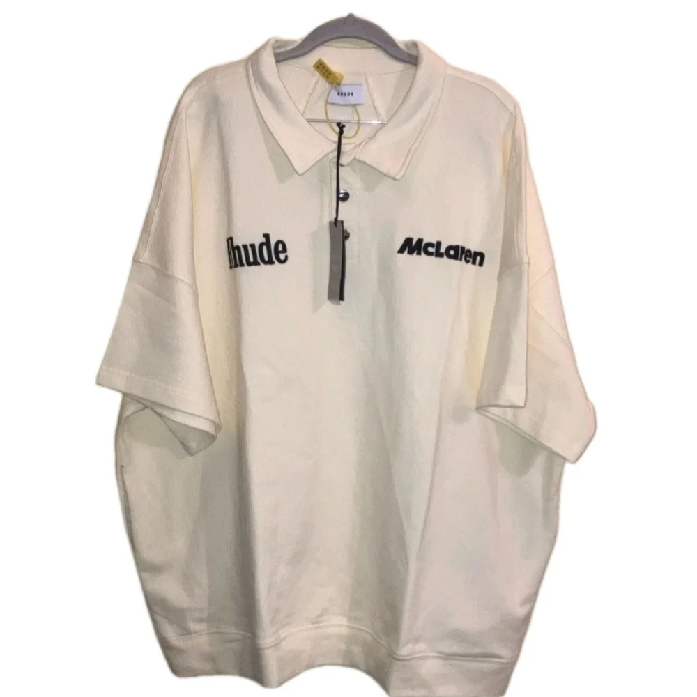 Rhude x McLaren Racer Oversized Polo Shirt (Cream) Size: XL - NWT - Picture 5 of 8